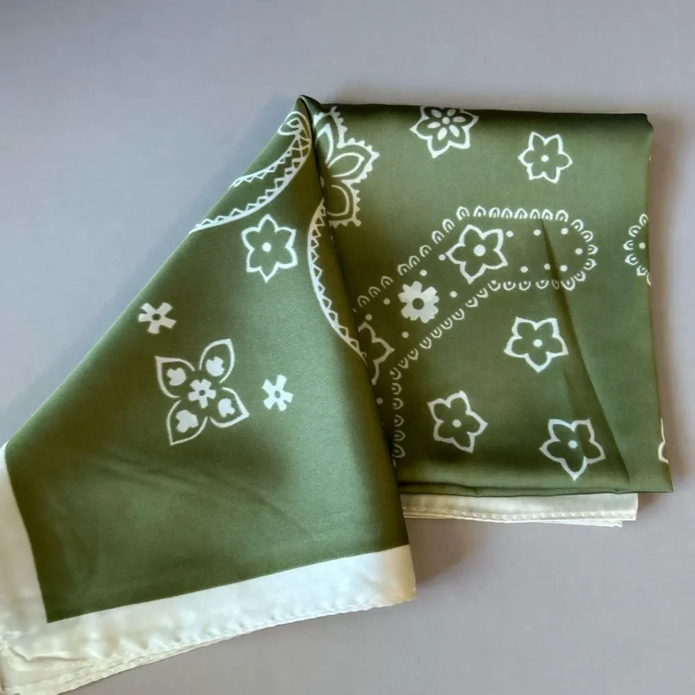 Olive Green Paisley Bandana S87